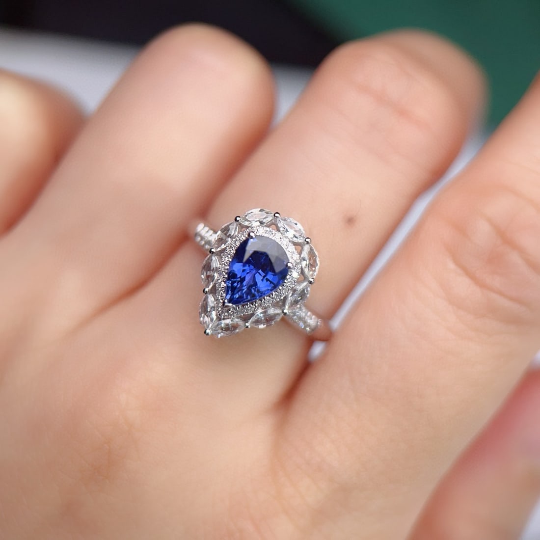 14k Gold 1.2 Ct Natural Sapphire & Diamond & Sapphire Ring/pendant( Without Chain ) - 6