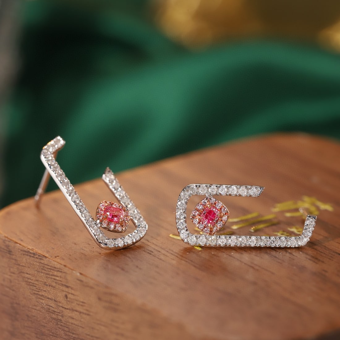 14k Gold 0.48 Ctw Natural Pink Diamond & Diamond Earrings - 3