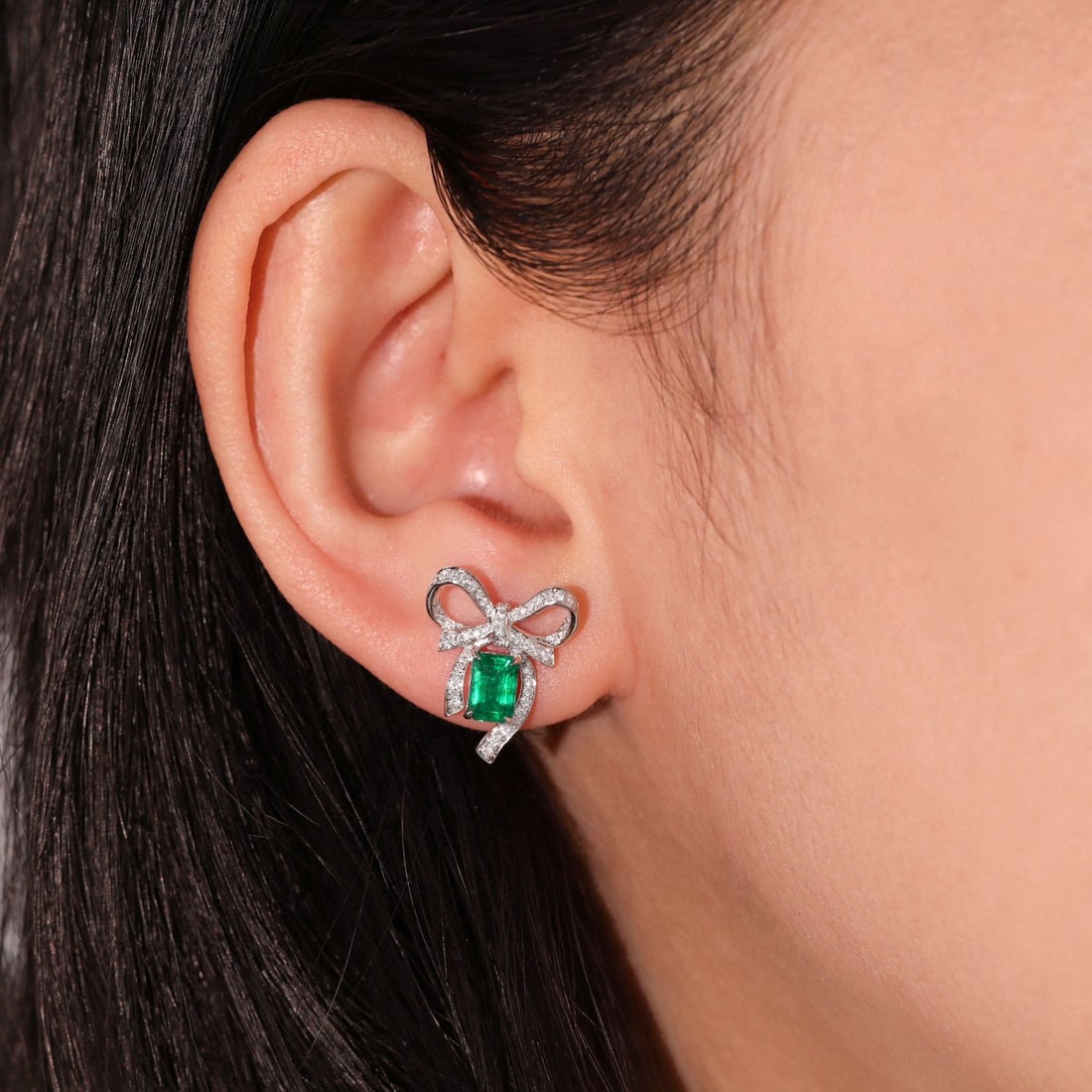 14k Gold 1.65 Ctw Vivid Green Natural Emerald & Diamond Earrings - 3