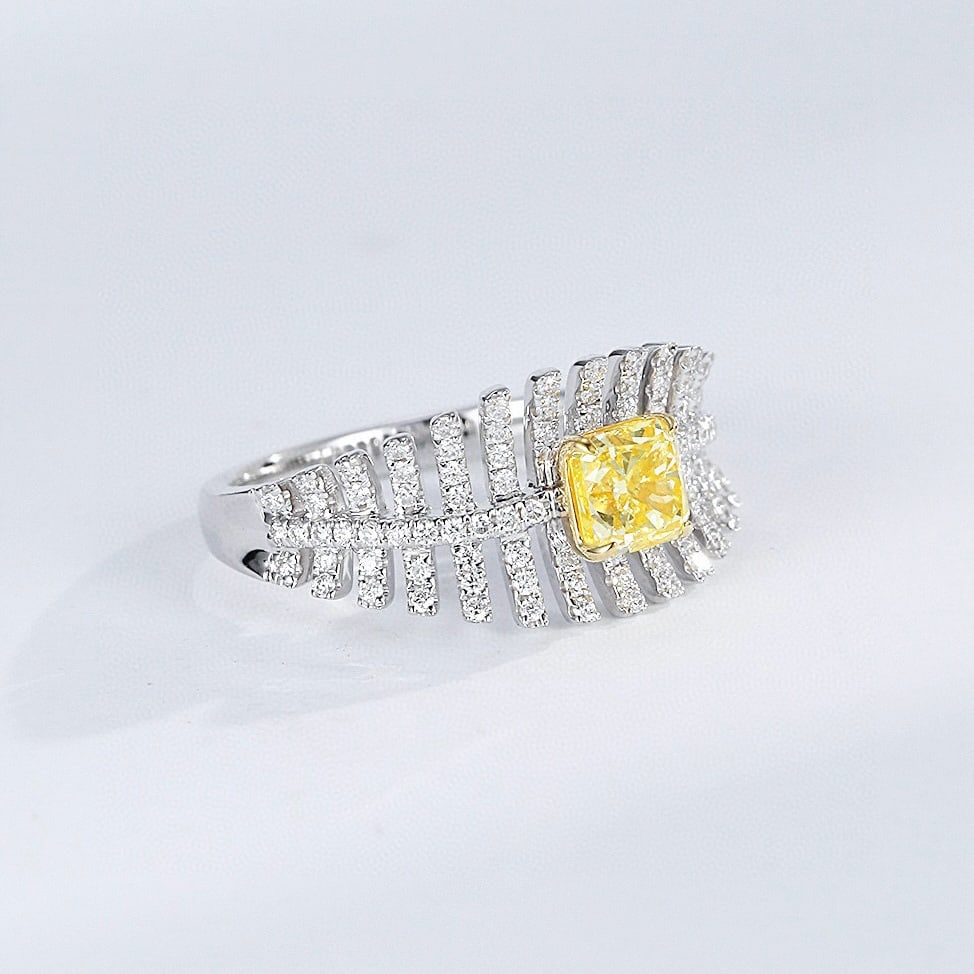 14k Gold 1.14 Ctw Natural Yellow Diamond & Diamond Ring - 4