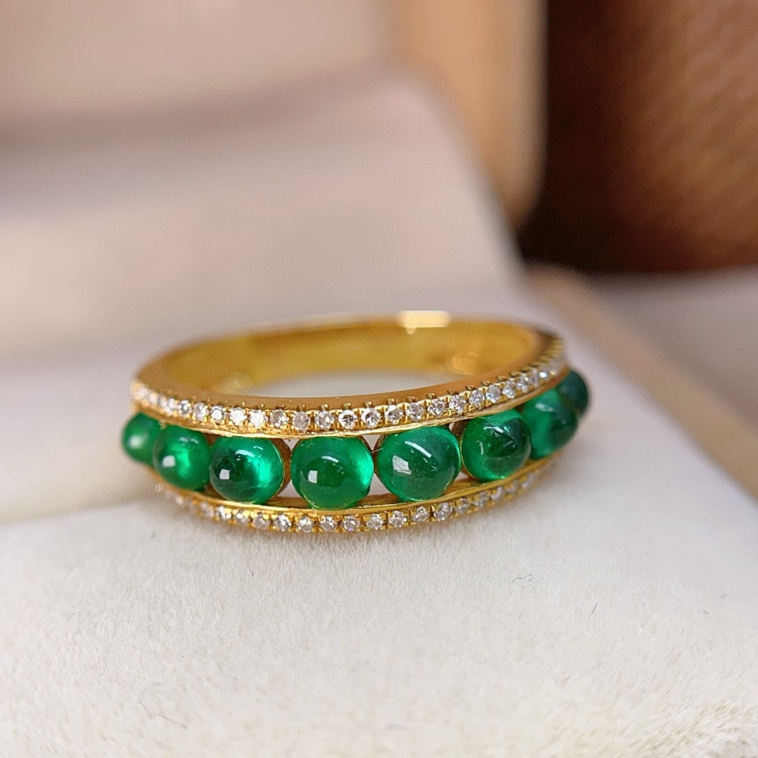 14k Gold 1.50 Ct Vivid Green Natural Emerald & Diamond Ring (1 of 7)