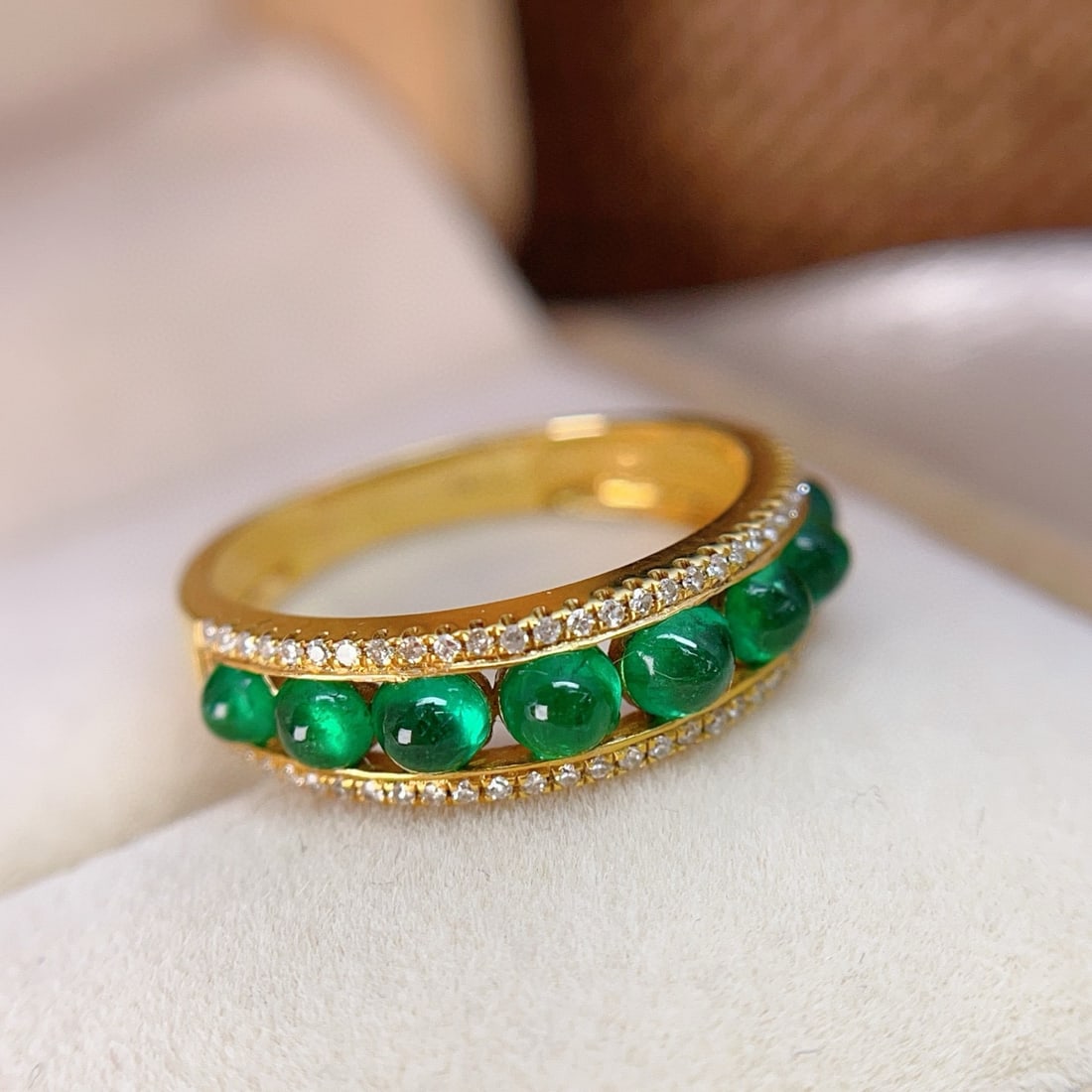 14k Gold 1.50 Ct Vivid Green Natural Emerald & Diamond Ring - 6