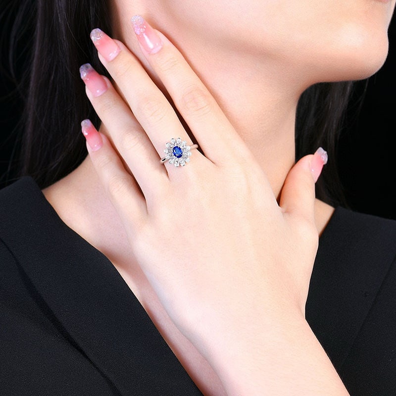 14k Gold 1.08 Ctw Natural Sapphire & Diamond Ring - 7