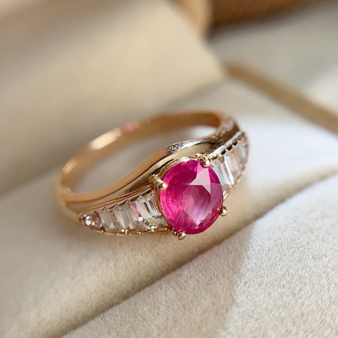 14k Gold 1.25 Ct Natural Ruby & Sapphire Ring - 3