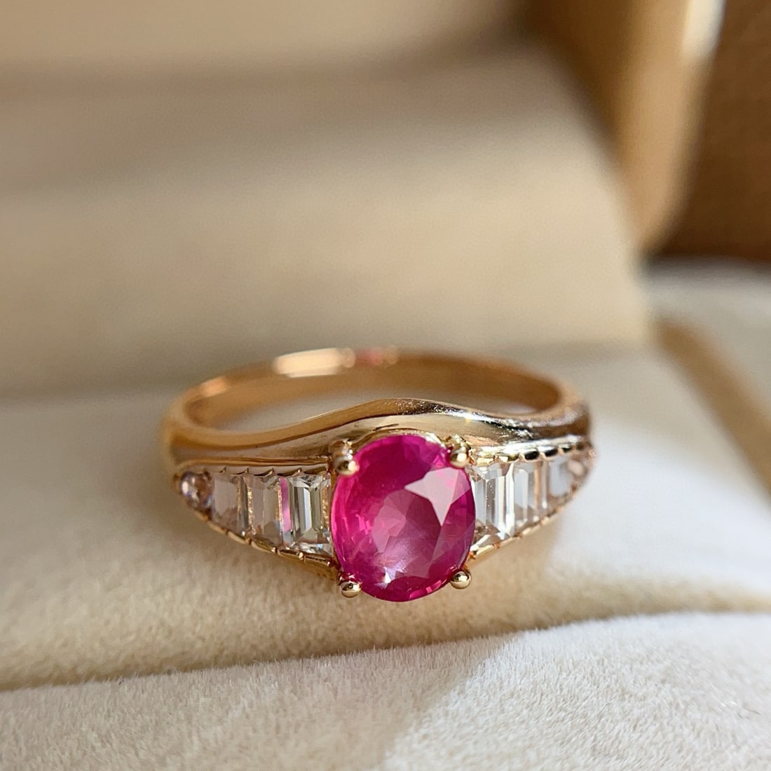 14k Gold 1.25 Ct Natural Ruby & Sapphire Ring - 4