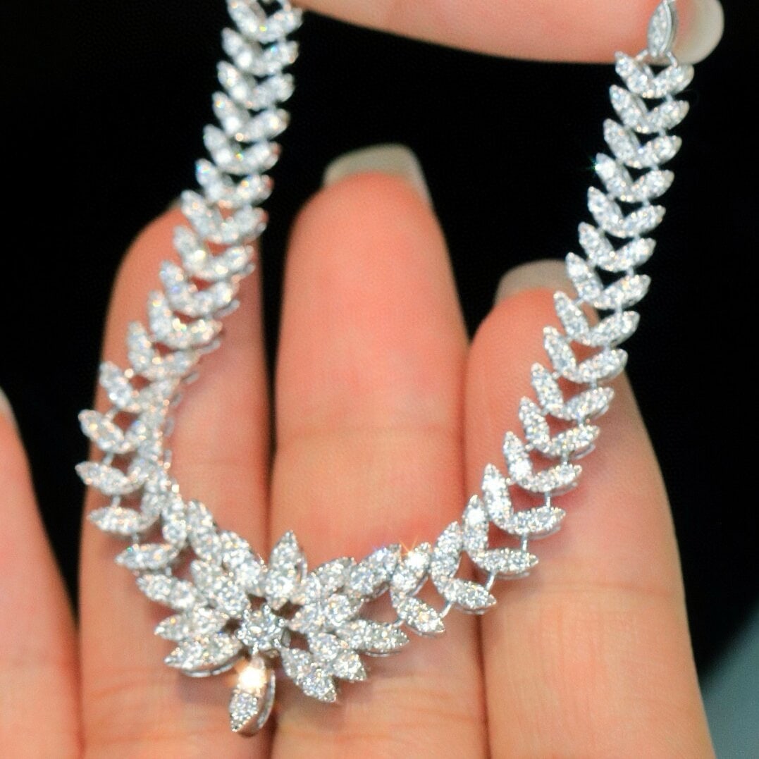 14k Gold 3.14 Ct Natural H Diamond Necklace - 3