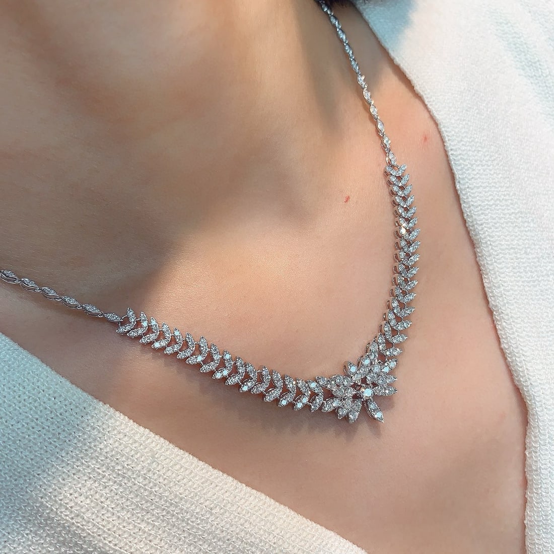 14k Gold 3.14 Ct Natural H Diamond Necklace - 6