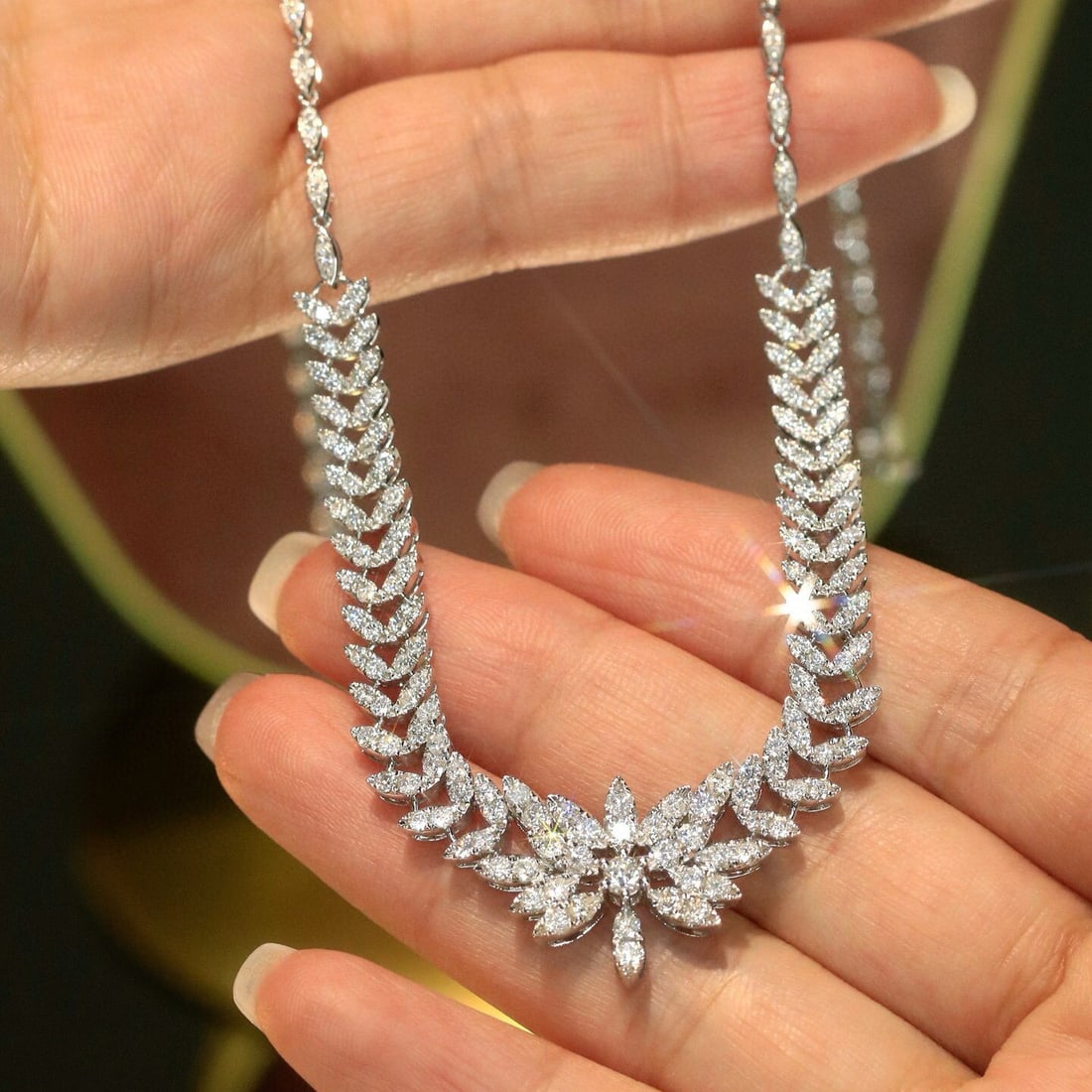 14k Gold 3.14 Ct Natural H Diamond Necklace - 9