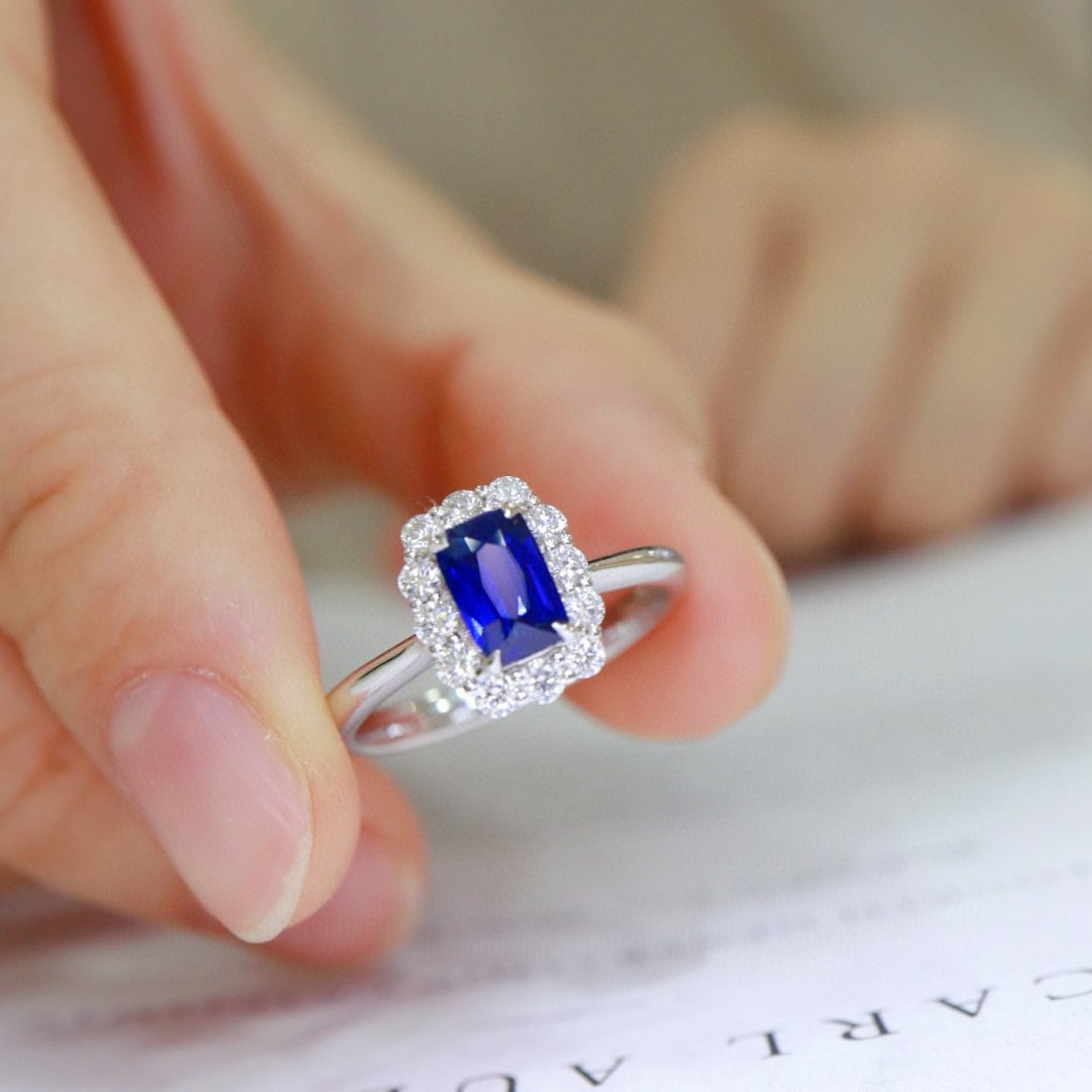 14k Gold 1.3 Ctw Natural Sapphire & Diamond Ring - 7