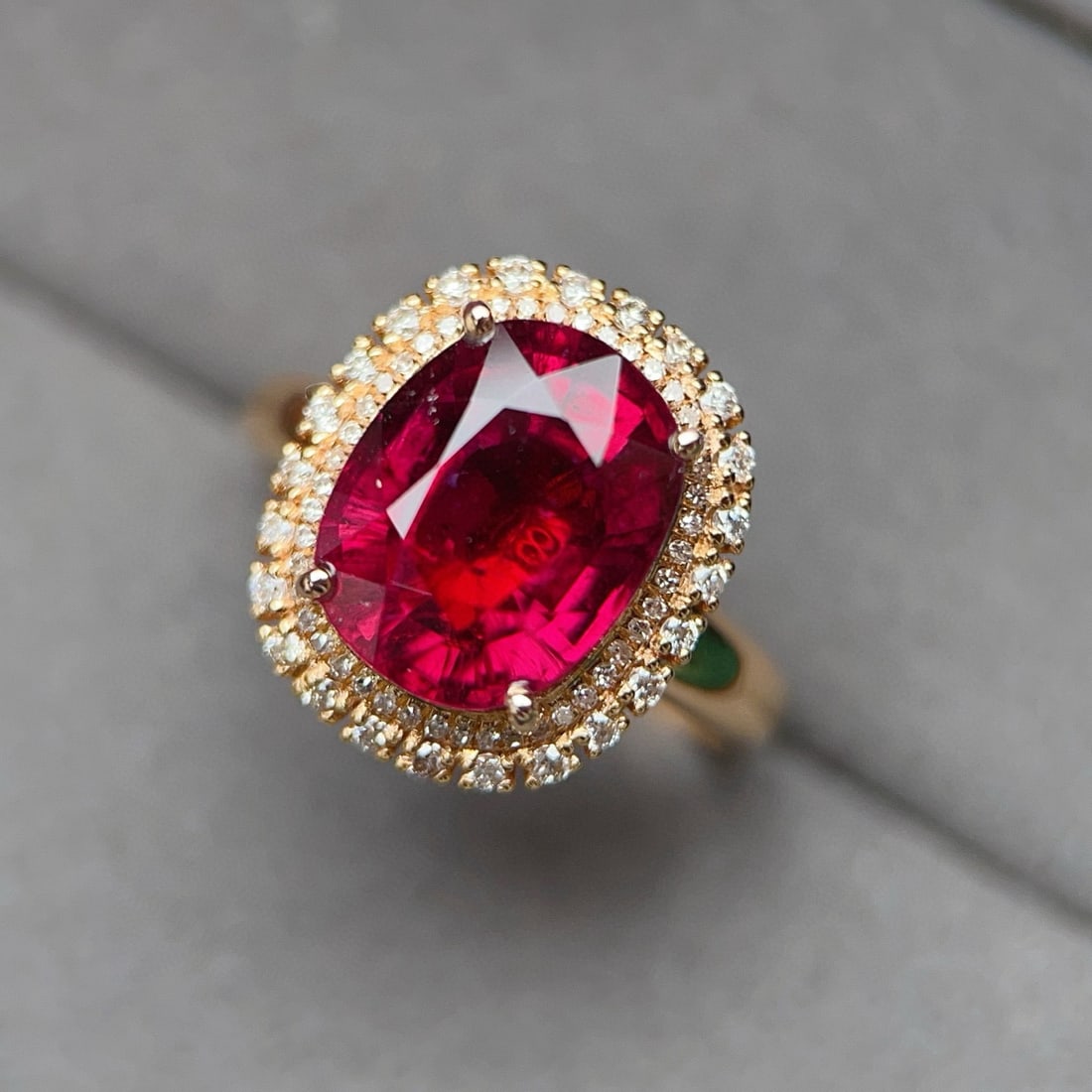 14k Gold 5.17 Ctw Natural Tourmaline & Diamond Ring - 3