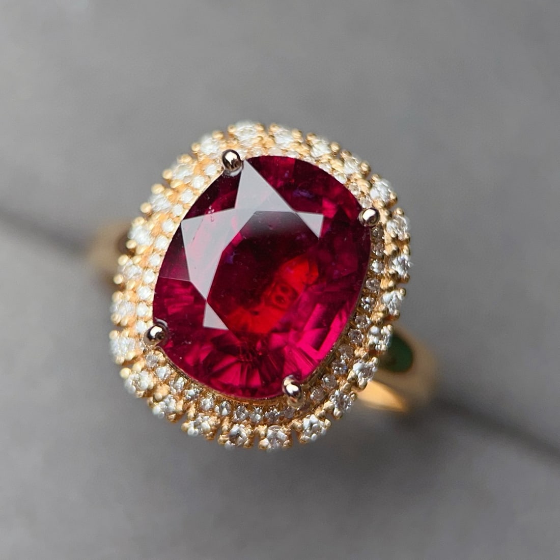 14k Gold 5.17 Ctw Natural Tourmaline & Diamond Ring - 4