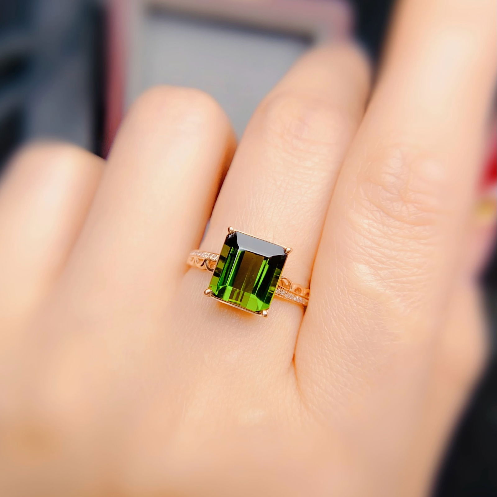 14k Gold 3.41 Ctw Natural Tourmaline & Diamond Ring - 2