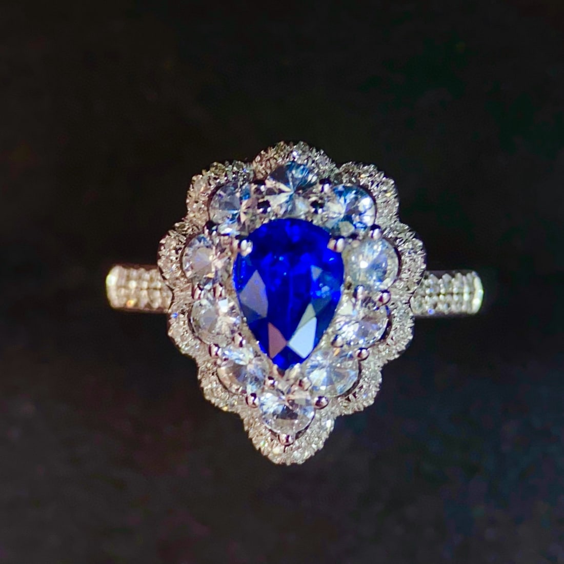 14k Gold 1 Ct Natural Sapphire & Diamond & Sapphire Ring - 3