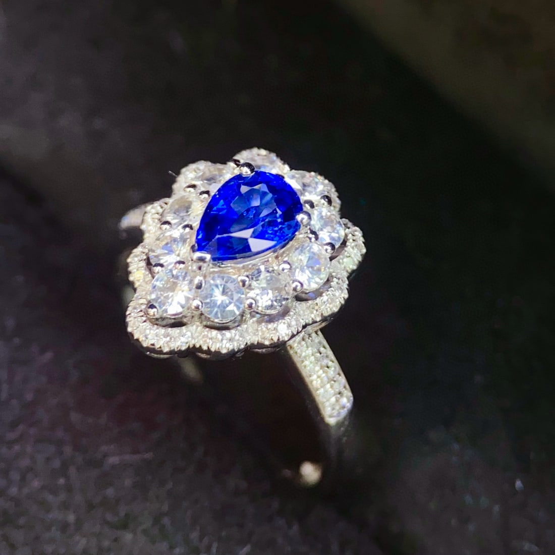 14k Gold 1 Ct Natural Sapphire & Diamond & Sapphire Ring - 5