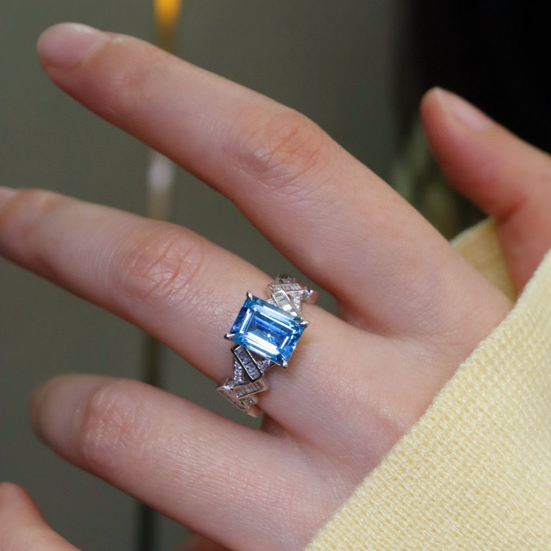 14k Gold 2.31 Ctw Natural Aquamarine & Diamond Ring - 2