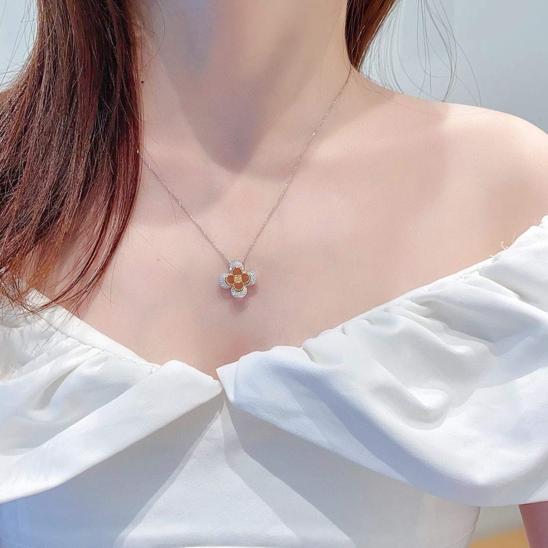 14k Gold 0.54 Ctw Natural Yellow Diamond & Diamond Necklace - 4