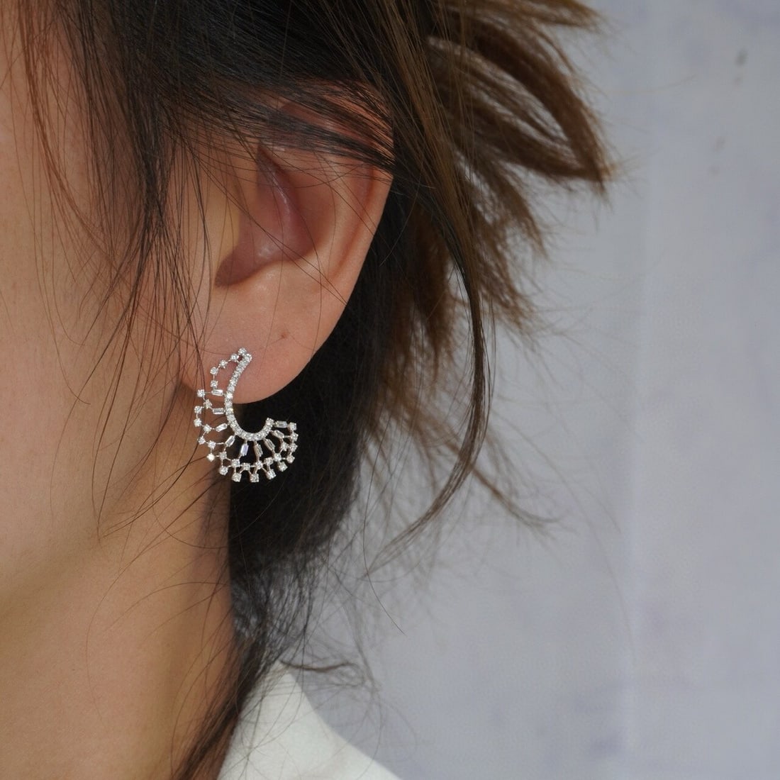 14k Gold 0.86 Ct Natural H Diamond Earrings - 6