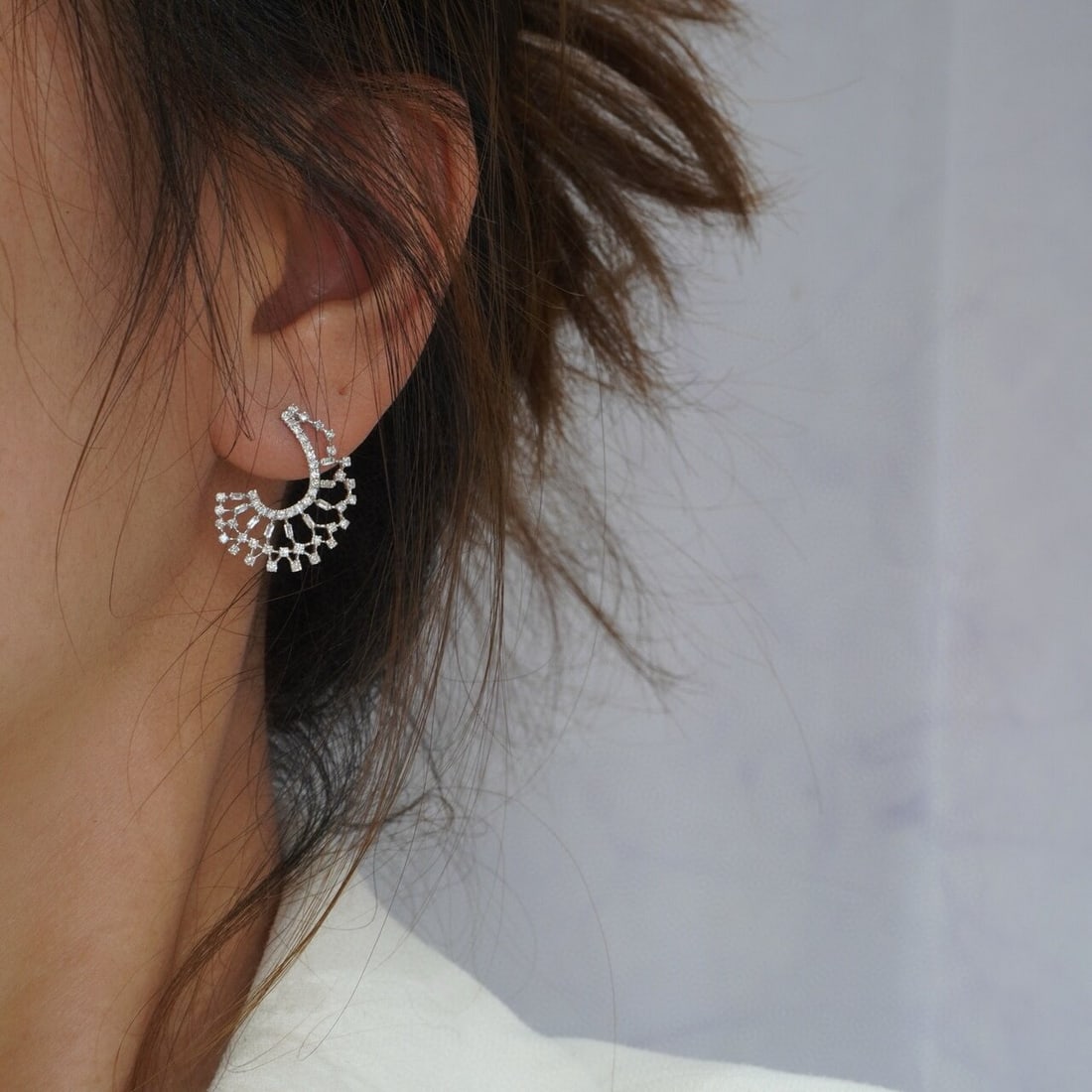 14k Gold 0.86 Ct Natural H Diamond Earrings - 7