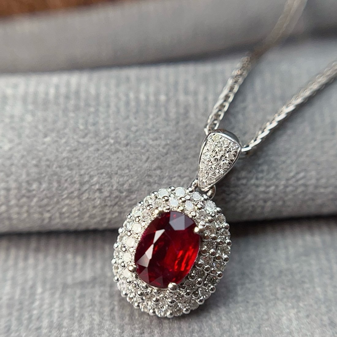 14k Gold 1.05 Ct Vivid Red Natural Ruby & Diamond Pendant( Without Chain ) - 2