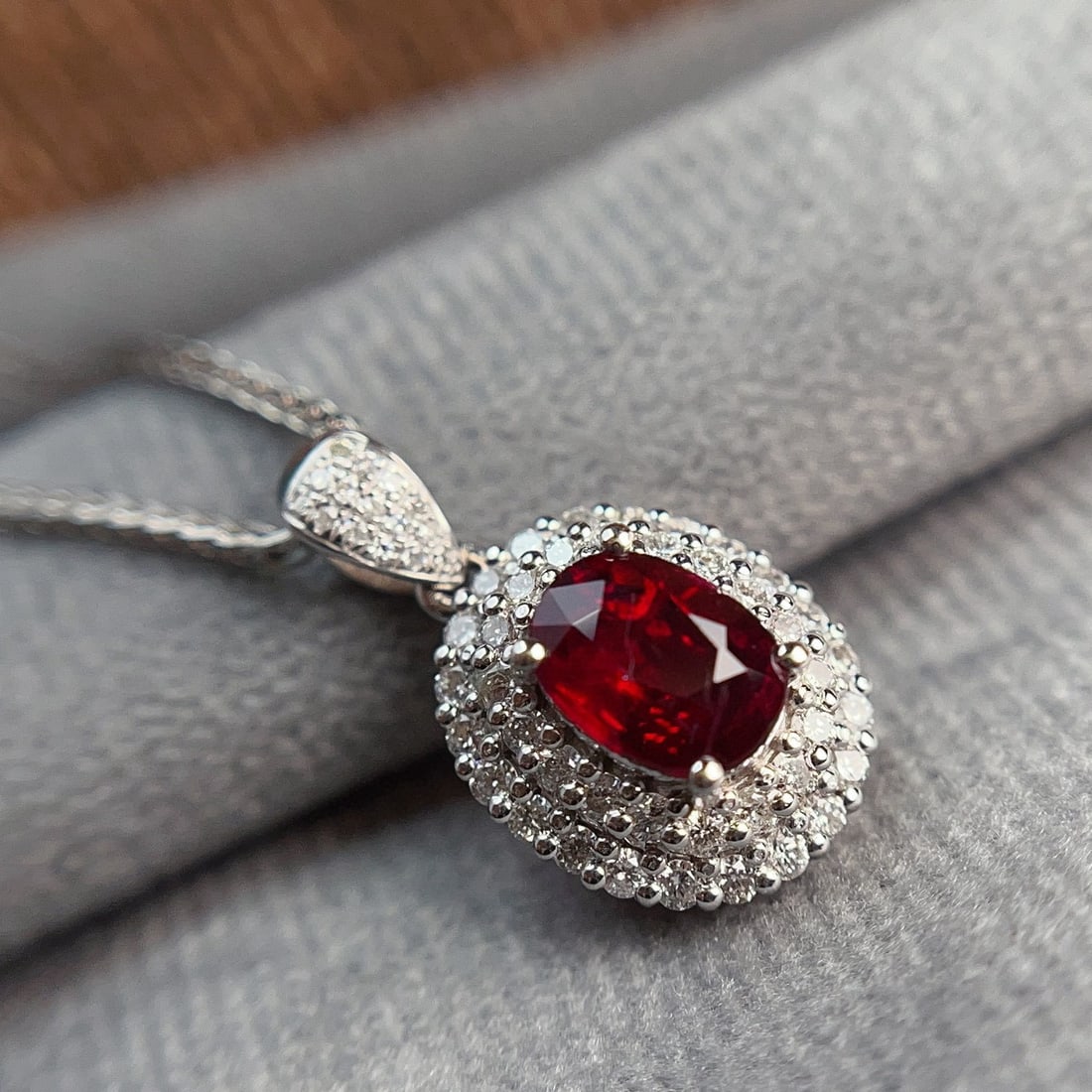 14k Gold 1.05 Ct Vivid Red Natural Ruby & Diamond Pendant( Without Chain ) - 3