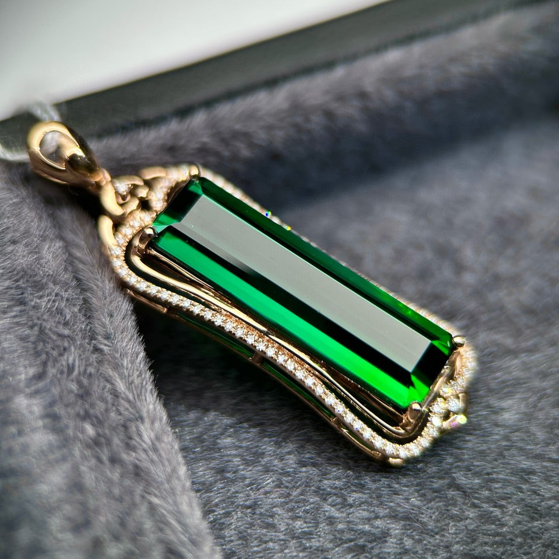 14k Gold 9.29 Ctw Natural Tourmaline & Diamond Pendant( Without Chain ) - 3