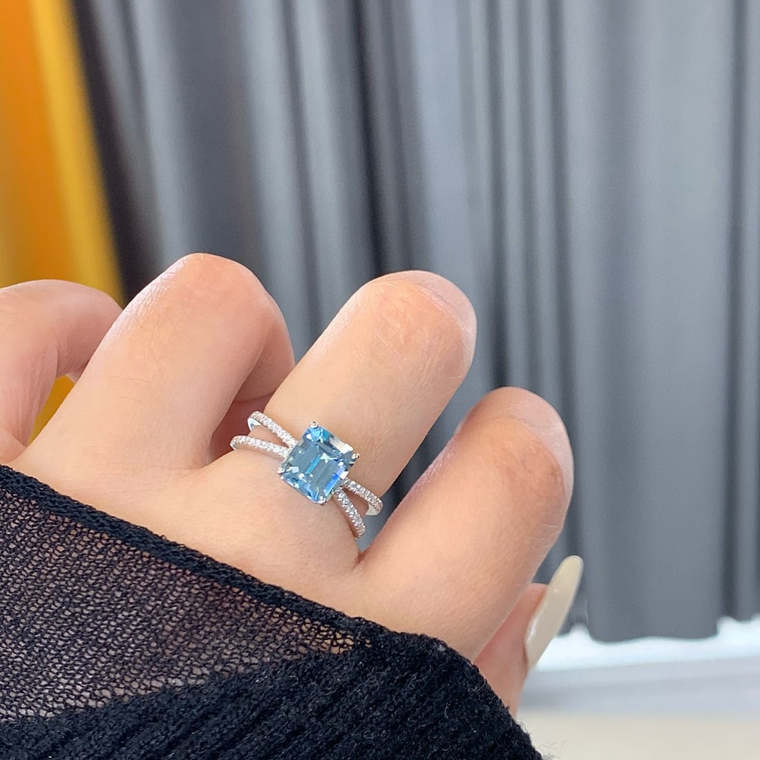 14k Gold 1.93 Ctw Natural Aquamarine & Diamond Ring - 6