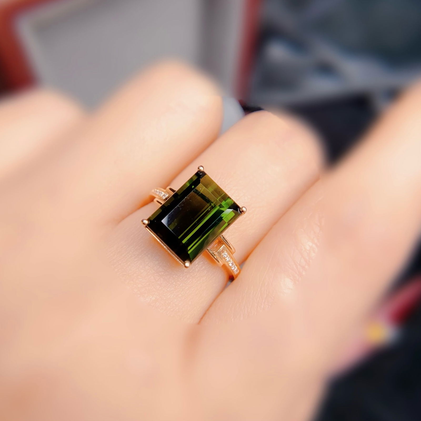 14k Gold 4.58 Ctw Natural Tourmaline & Diamond Ring - 2