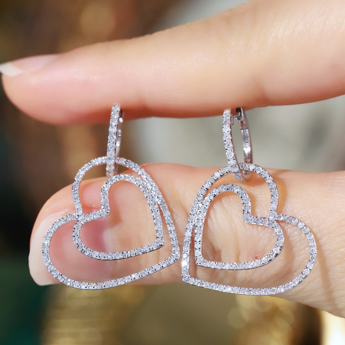 14k Gold 0.8 Ct Natural H Diamond Earrings - 2