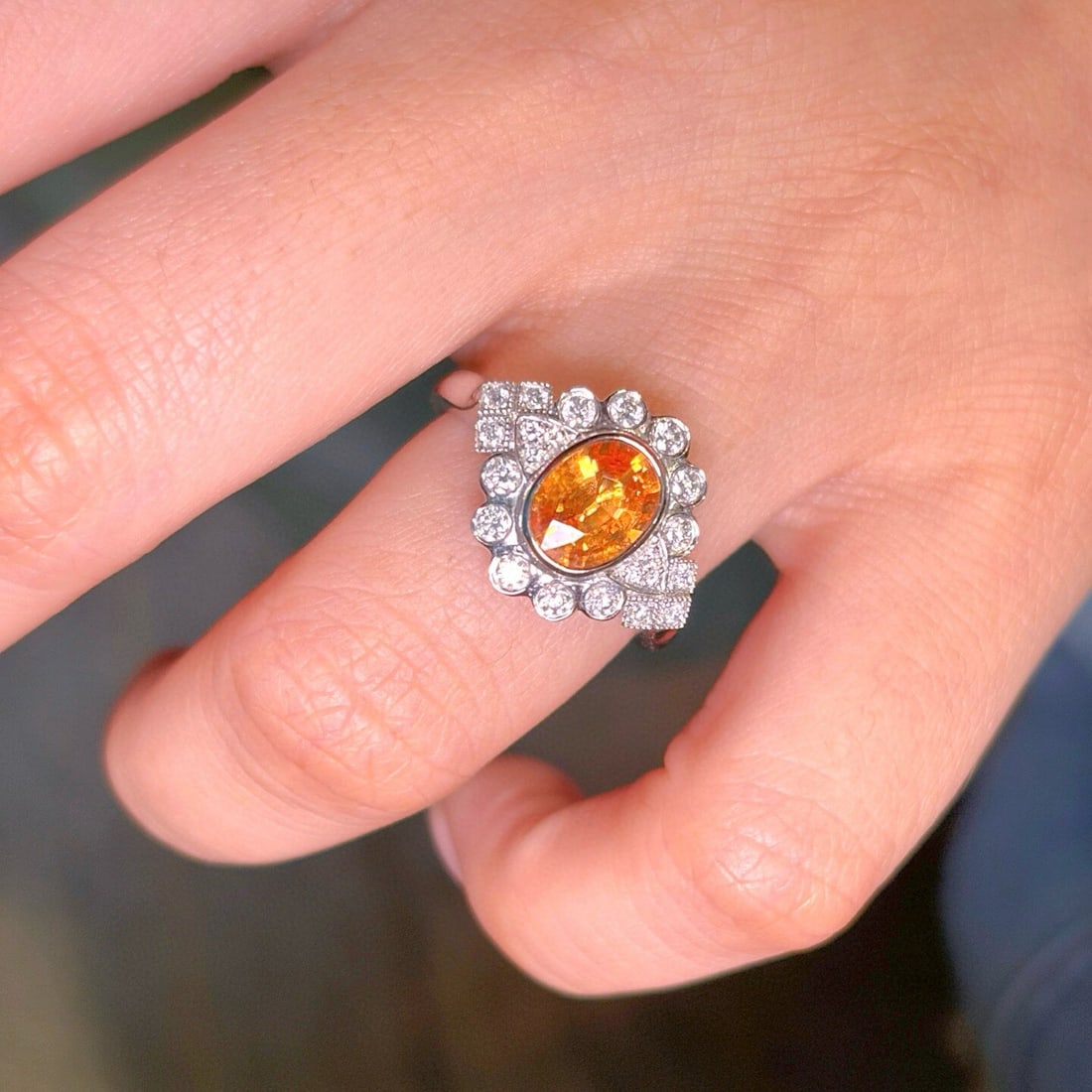 14k Gold 1.90 Ctw Natural Spessartine & Diamond Ring - 2