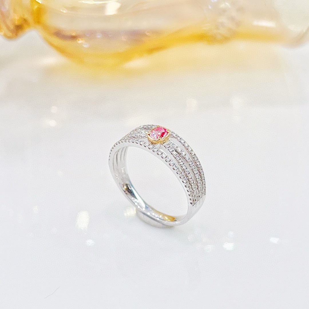 14k Gold 0.38 Ctw Natural Pink Diamond & Diamond Ring - 4