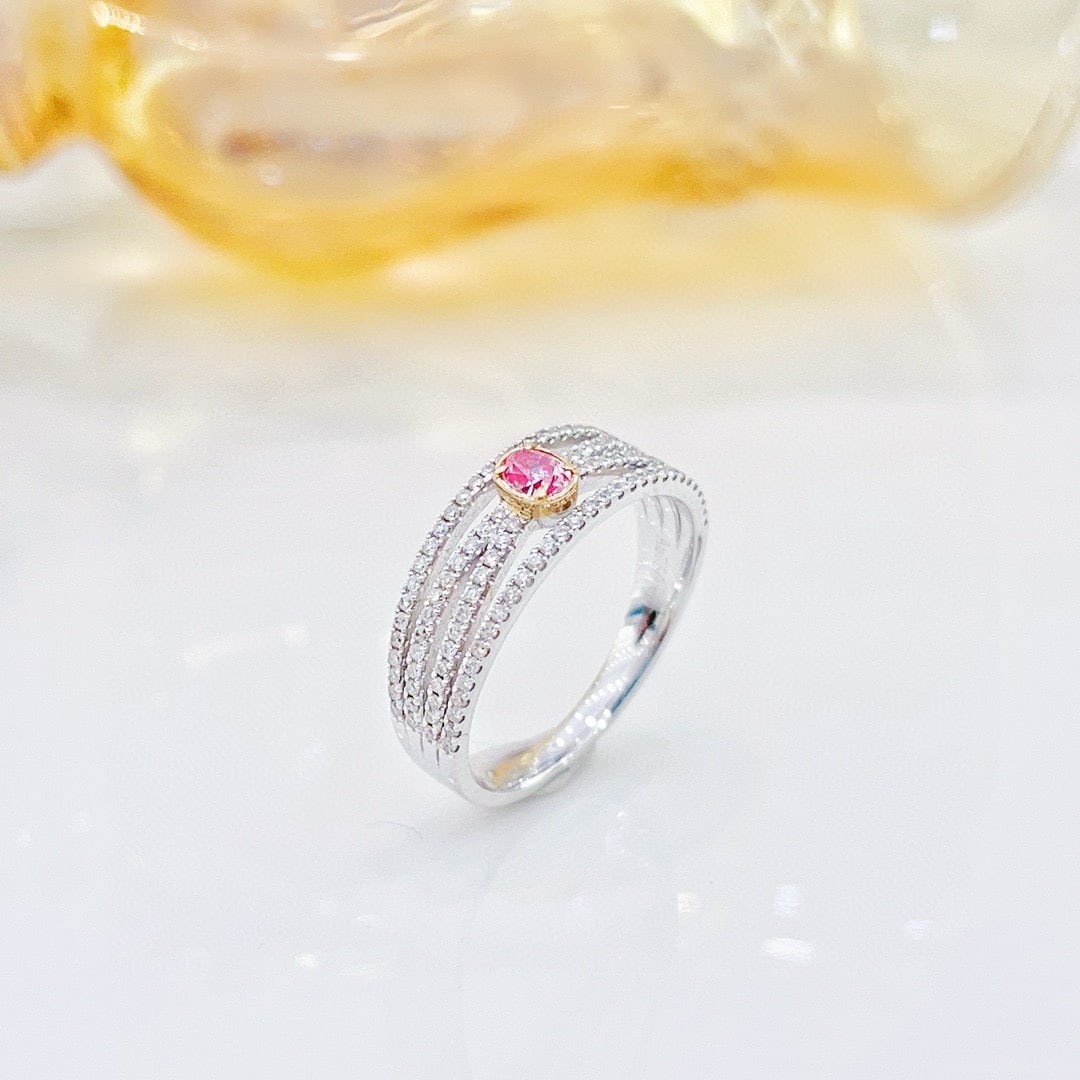 14k Gold 0.38 Ctw Natural Pink Diamond & Diamond Ring - 5