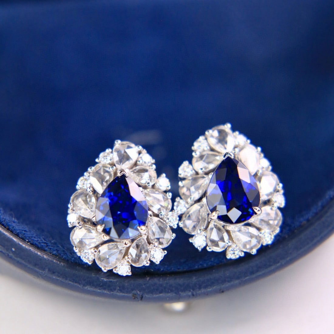14k Gold 4.01 Ctw Natural Sapphire & Diamond Earrings - 2