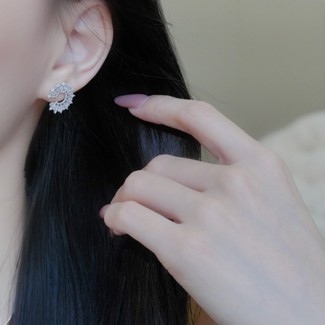 14k Gold 0.9 Ct Natural H Diamond Earrings - 6