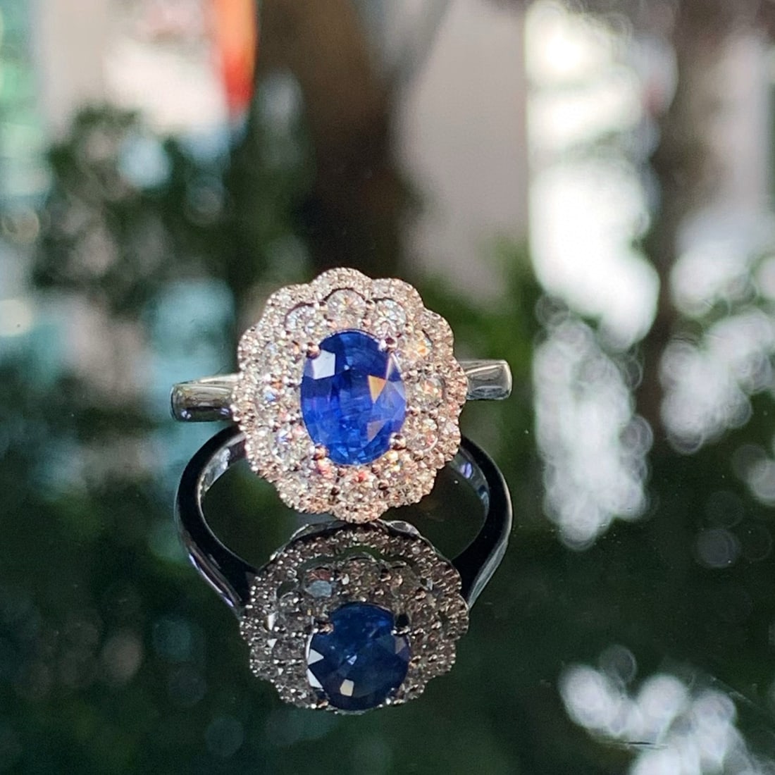 14k Gold 2.16 Ctw Natural Sapphire & Diamond Ring - 4