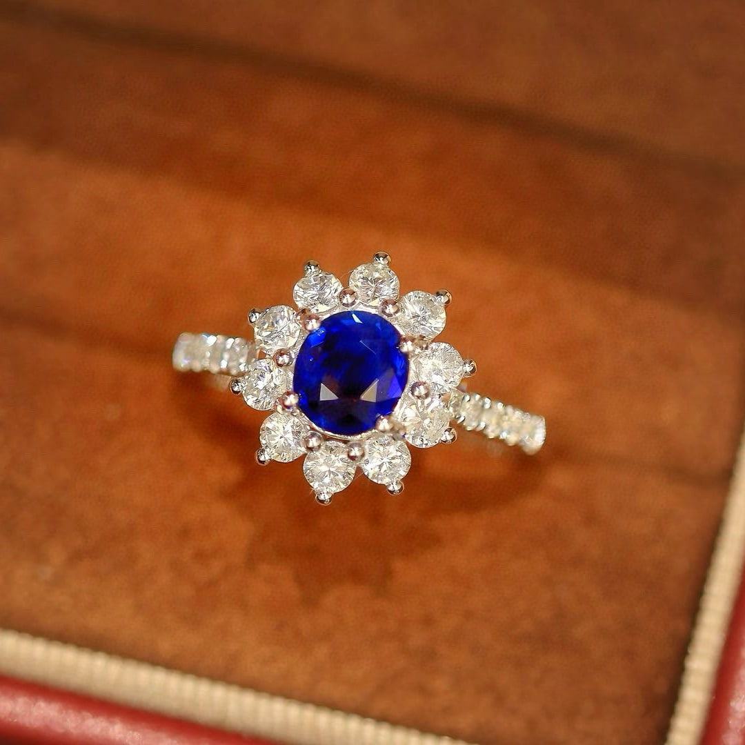 14k Gold 1.92 Ctw Natural Sapphire & Diamond Ring - 7