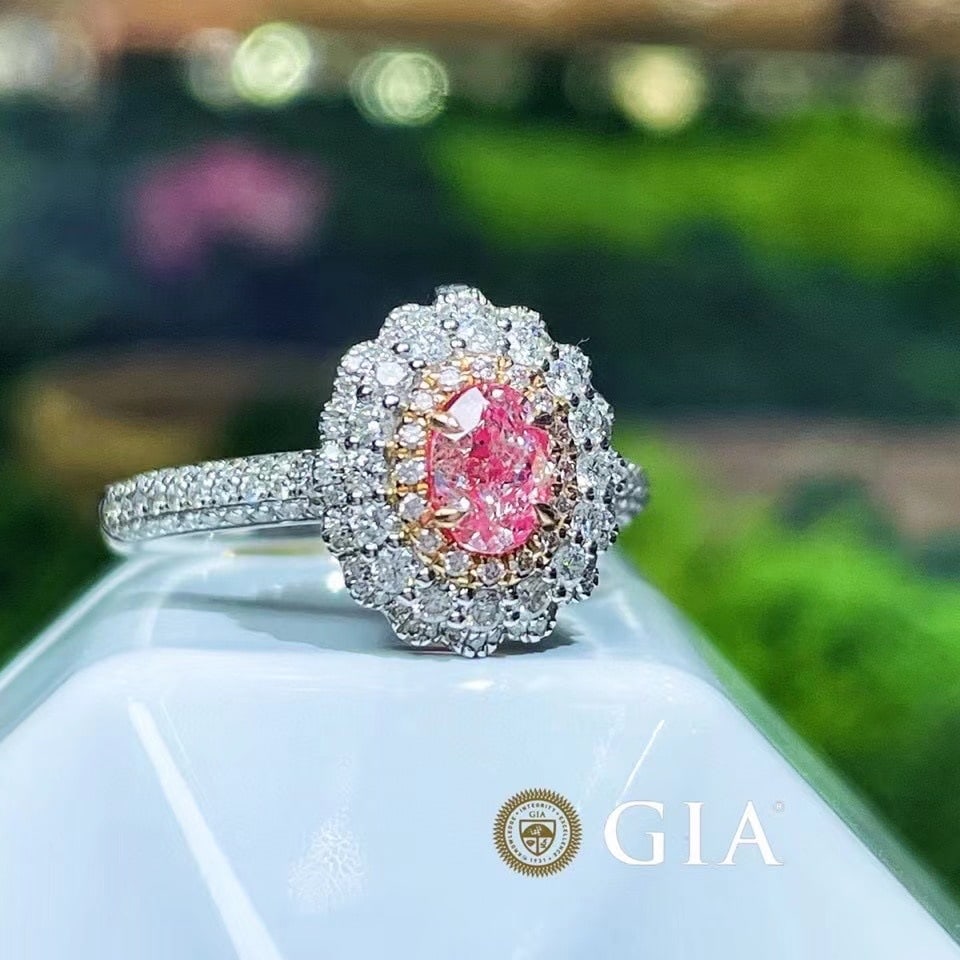 Gia Certified 14k Gold 1.14 Ctw Natural Pink Diamond & Diamond Ring - 2