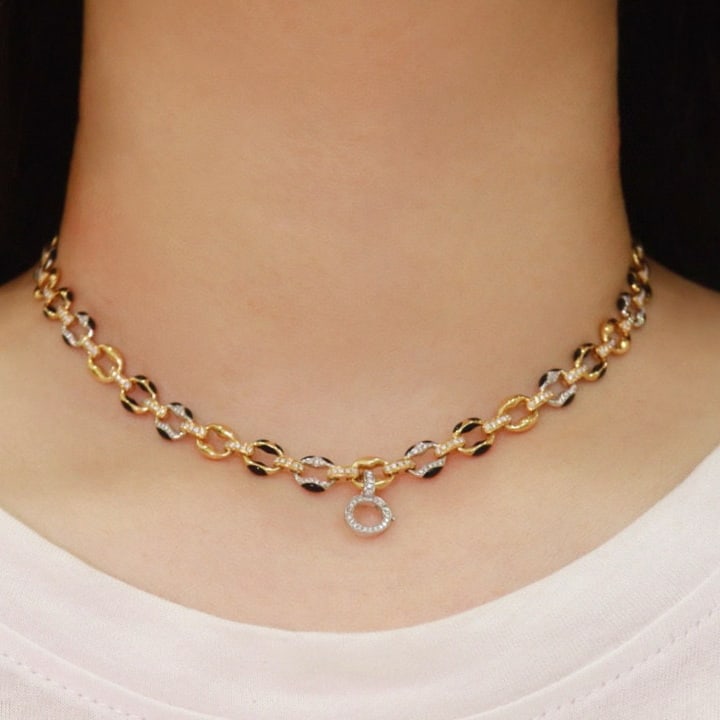 14k Gold 1.2 Ct Natural H Diamond Necklace - 7