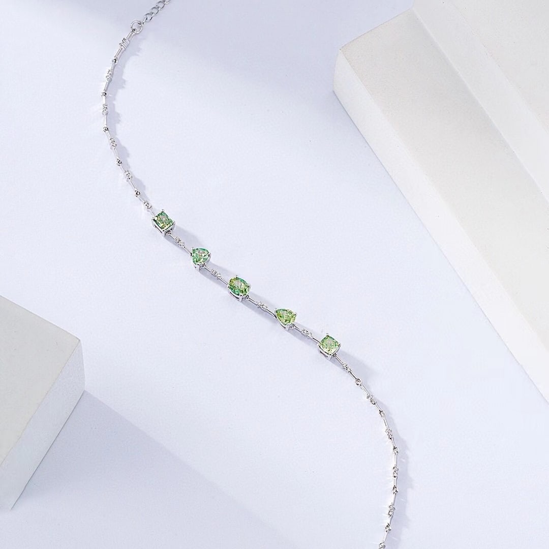 14k Gold 1.61 Ctw Natural Green Diamond & Diamond Bracelet - 2