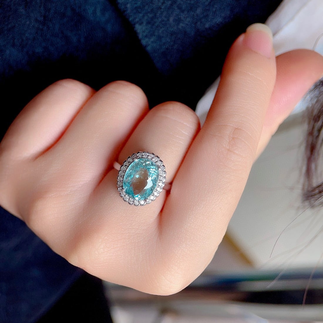 14k Gold 4.69 Ctw Natural Aquamarine & Diamond Ring - 3