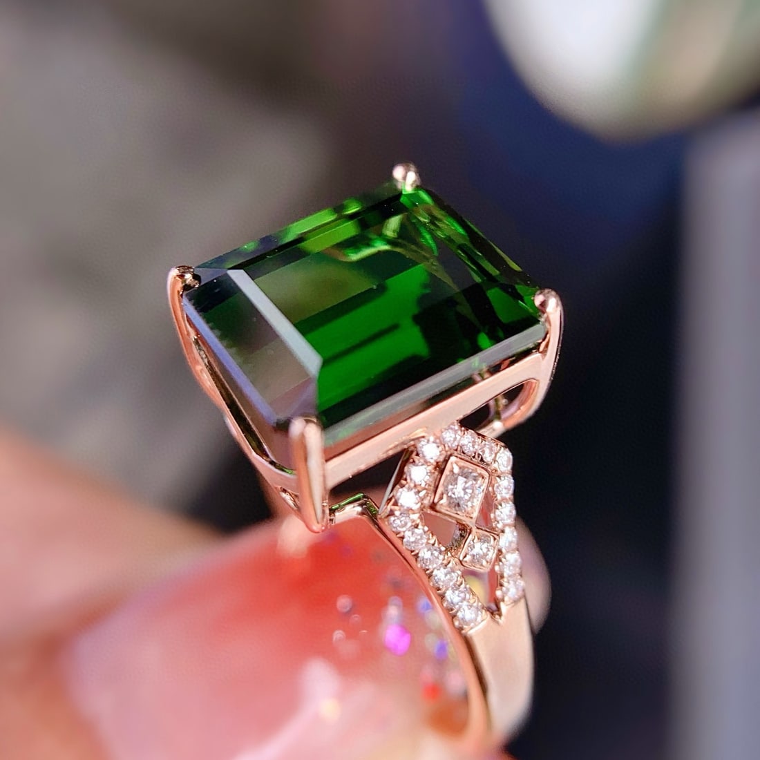 14k Gold 7.2 Ct Natural Tourmaline & Diamond Ring - 2