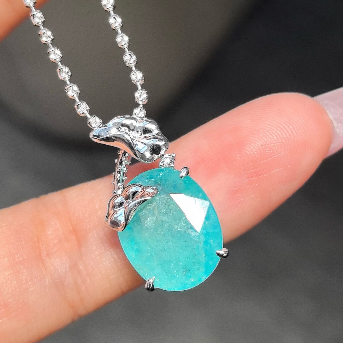 14k Gold 6.53 Ctw Natural Paraiba Tourmaline & Diamond Pendant( Without Chain ) - 2