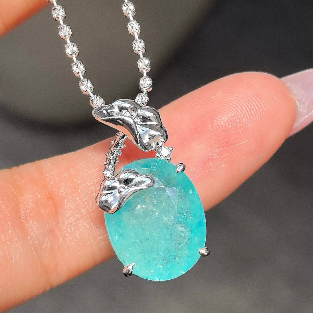 14k Gold 6.53 Ctw Natural Paraiba Tourmaline & Diamond Pendant( Without Chain ) - 6