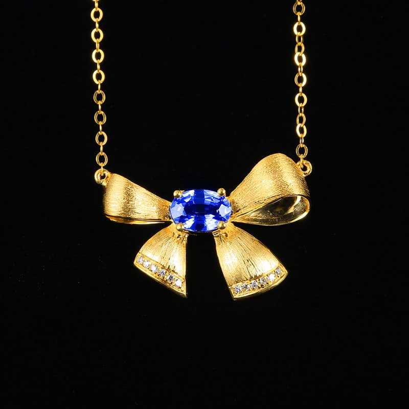 14k Gold 0.73 Ctw Natural Sapphire & Diamond Necklace (1 of 6)