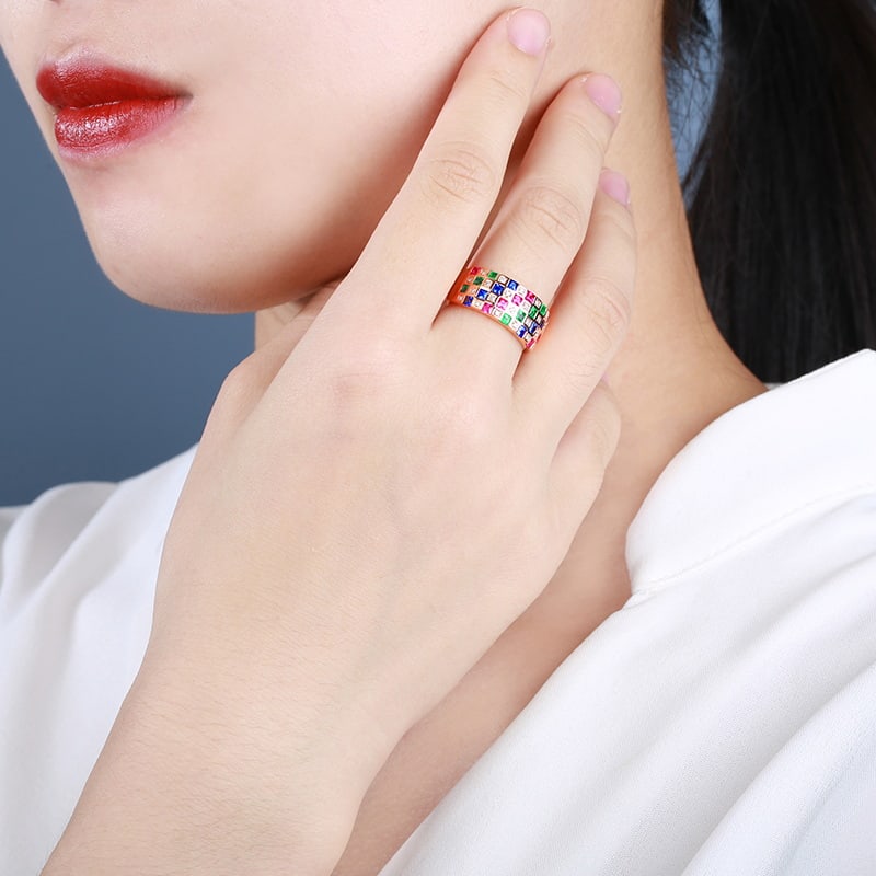 14k Gold 1.56 Ctw Natural Ruby & Sapphire & Emerald & Diamond Ring - 3