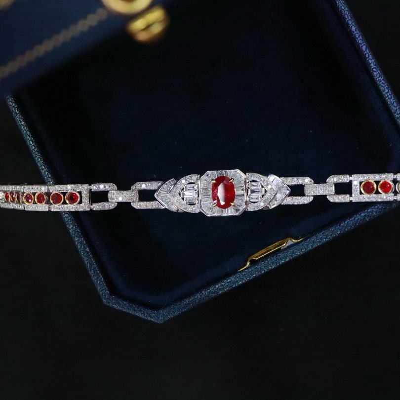 14k Gold 2.80 Ctw Vivid Red Natural Ruby & Diamond Bracelet - 2