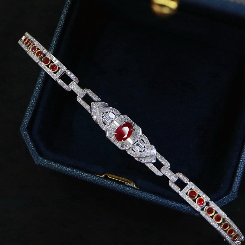 14k Gold 2.80 Ctw Vivid Red Natural Ruby & Diamond Bracelet - 3