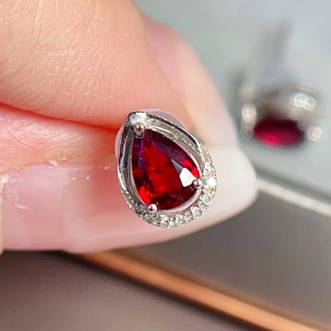 14k Gold 1 Ct Natural Ruby & Diamond Earrings - 3