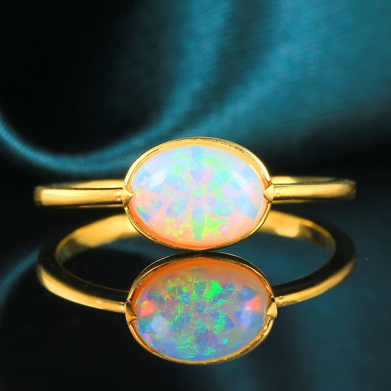 14k Gold 0.8 Ct Natural Opal Ring (1 of 6)