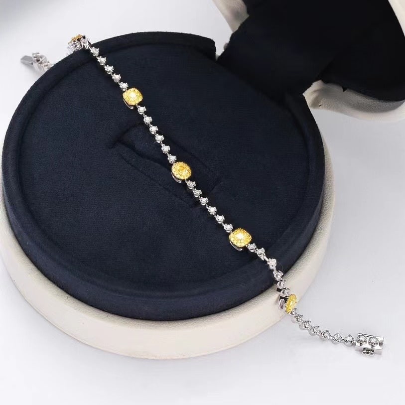 14k Gold 1.57 Ctw Natural Yellow Diamond & Diamond Bracelet - 3