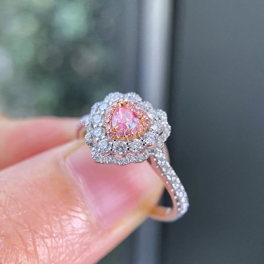 Gia Certified 14k Gold 0.74 Ctw Natural Pink Diamond & Diamond Ring - 3